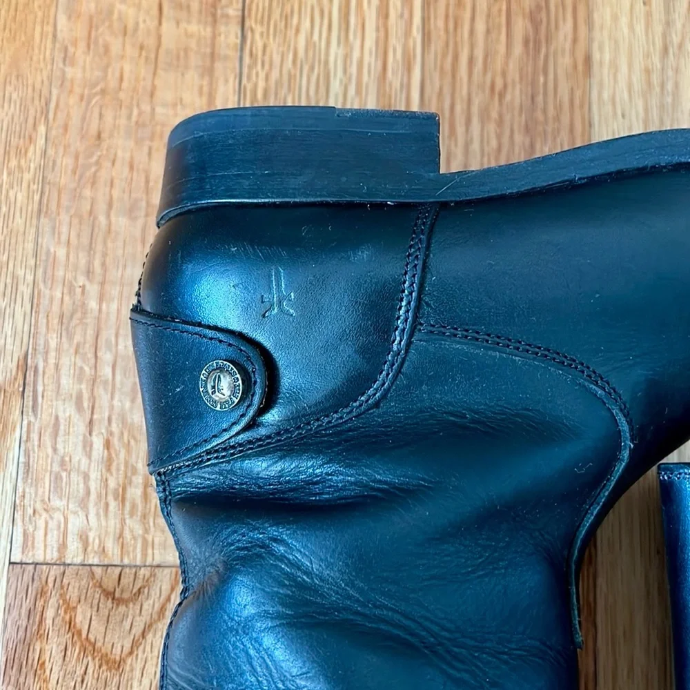 Frye Melissa Button Back Zip Black leather boots women size 6.5